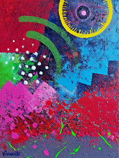 VULKAO Abstract Painting Geometric Color Shapes 2024 Signed Contemporary Art