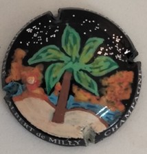 1 Capsule de champagne Palm, Peinte à La Main ALBERT DE MILLY, Palmier