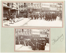 France, Strasbourg, German soldiers, vintage silver print pointed helmets