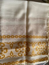 Nappe et 8serviettes de table Linge Basque blanc et or