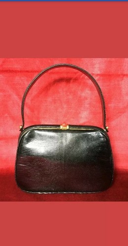 Sac cuir noir lézard - cuir,