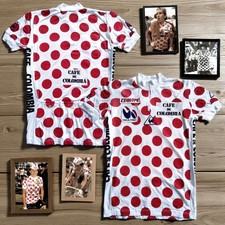 RARE VTG 1985 Cafe de Colombia Tour de France Polka Dot Jersey Luis Herrera M/L