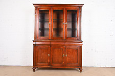 Ethan Allen French Regency Louis XVI Carved Cherry Wood Lighted  Bookcase
