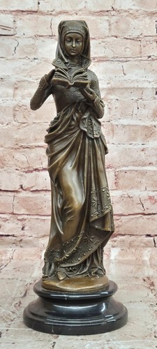 Bronze medieval lady reading - bronze,