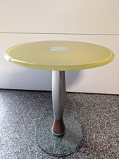 Italian Round Tulip Side Table with Tapered Leg & Glass Top,  and Bottom. 1950's