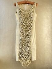 JITROIS leather Silk Bodycon Dress Short Sleeveless Sz 38 S 6 Ivory