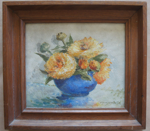 Aquarelle fleurs signée
