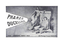 PARIS (PASSAGE DUBAIL) DUCELLIER HEADLIGHTS / ADVERTISING 1905