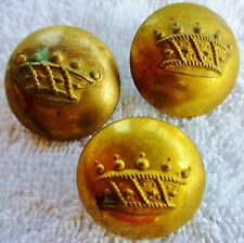 3 BUTTON uniform VENEER crew HUNTING TW & W 1/2G Ø 28 crown KING NOBILITY