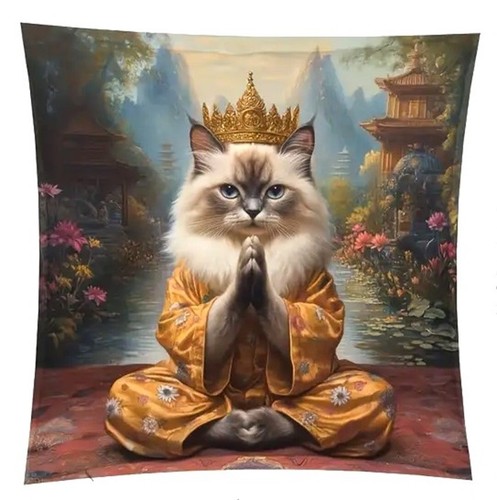 Housse coussin chat zen en - housse, de