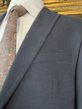 Calvin Klein 42R Dark Blue Black Puppytooth Silk & Wool 2Btn Blazer Sport Jacket