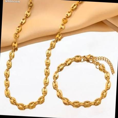 Ensemble bijoux dorés homme