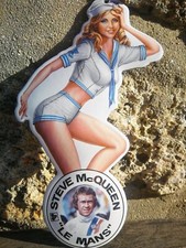 Steve Mac Queen Le Mans Enamel Sign no Shelby Cobra Ford Pin Up Enamel Sign