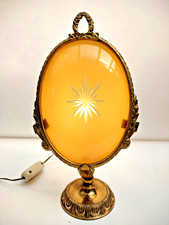 Vintage 1930s-40s Solid Brass and Carved Glass Shade Lamp