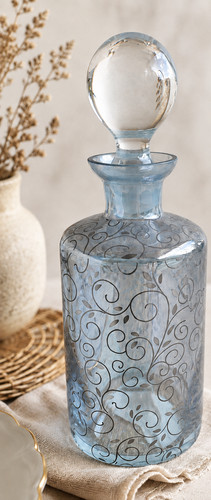 Carafe verre bleu décor - bleu,