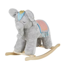 Elephant à bascule gris, rose et bleu