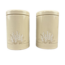 Vintage Brabantia Canisters Belguim Lily of the Valley Ceam Tin Kitchen Storage