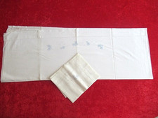 ANCIENNE PARURE DE LIT - BERCEAU - LANDAU en COTON BLANC AJOURE pour GARCON