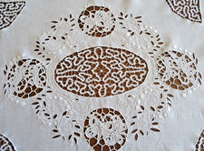 Early 20th Century Embroidered Cotton Butterfly Decor Placemat - 64cm x 48cm