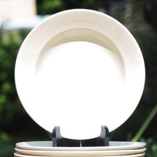 Set of 4 Antique Digoin Sarreguemines White Shabby Hollow Plates