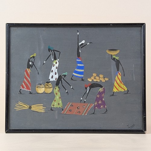 Tableau gouache africaine - tableau,