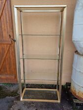 Vintage Gold Aluminum and Glass Shelf Cabinet