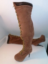 Bottes sexy à talons hauts plateaux overknee BOTTES état neuf taille 38 aspect daim 