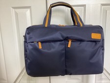 LIPAULT PARIS 17 X 11 X 8 INCH NAVY BLUE DUFFLE BAG YELLOW TRIM VGUC PLEASE READ
