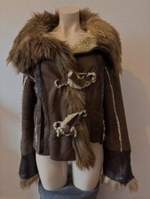 Veste en cuir véritable Brevetti – Made in Italy – Style vintage fourrure