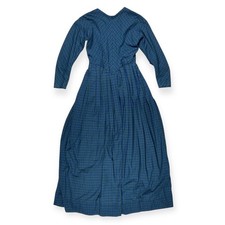 Women's Plaid Reenactment Dress 1800s Style Prairie Pioneer Cottage Farm