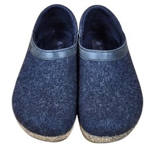 Haflinger Pure Wool Grizzly Slipper Clog Blue Womens Size 38- US-7 Slip Ons GUC