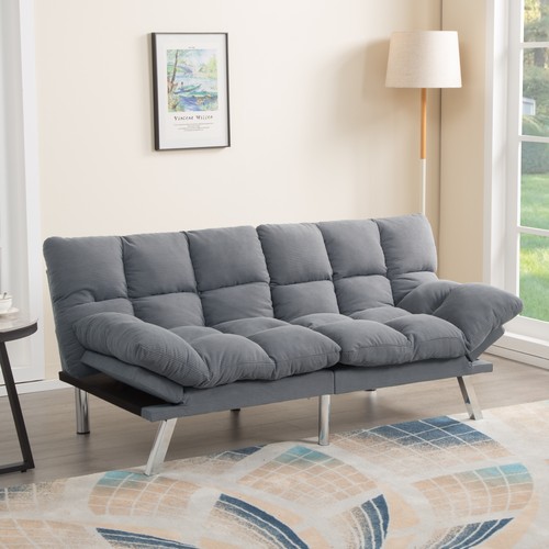 Grey corduroy futon - corduroy,