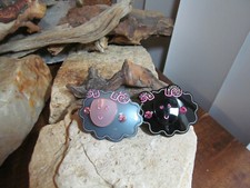 Cute Vintage AZNAVOUR PARIS Gray Black RAM Pink Rhinestone  BARRETTE lot of TWO