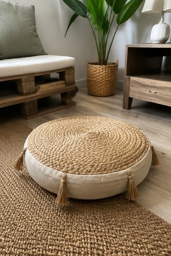 Pouf rond beige - , style
