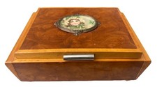 Santa Lucia ART DECO Olive Wood Girl Music Box in Medallion