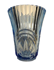 LARGE BLEU GLASS VAL SAINT LAMBERT OR SCAILMONT LUXVAL VASE ART DECO BELGIUM