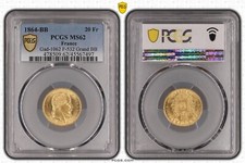 France Napoléon III 20 francs 1864 grand BB or PCGS MS62 Gad.1062 F.532 monnaie