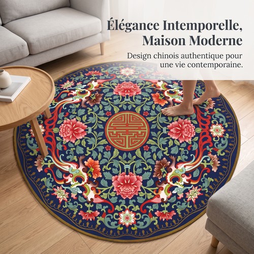Tapis rond antidérapant - tapis,