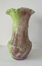 ANCIEN VASE EN VERRE DE CLICHY COLLECTION ROSE JAUNE VERT MOUCHETÉ