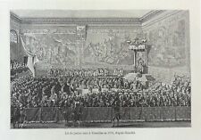 Le LIT de JUSTICE à VERSAILLES in 1776 under LOUIS XVI - 19th century engraving