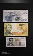 Lot 3 Billets De Banque Belge 500fr C.Meunier & 200fr A.Sax & 20fr Roi Baudouin 