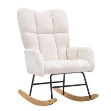 VEVOR Fauteuil à Bascule Chaise d’Allaitement Capacité 113,4 kg en Velours Teddy