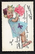 Carte  Postale  Germaine BOURET  DECOUPI ET PAILLETTE  POUCETTE  Dim 9  X 14  Cm