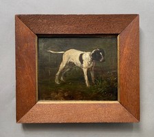 Chien de chasse, huile sur