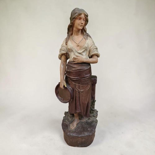Statue terre cuite polychrome - terre,