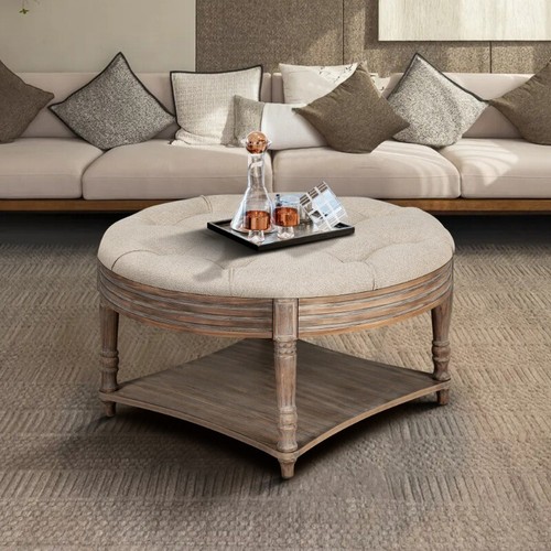 Round ottoman coffee table - table, 2