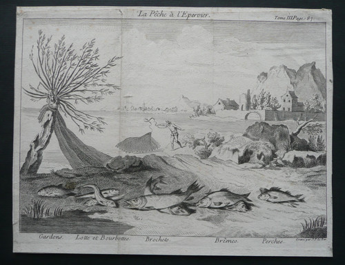 Gravure xviiie pêche - gravure, s.
