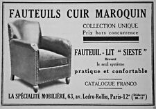 1930 PRESS ADVERTISEMENT LEATHER ARMCHAIRS LEATHER ARMCHAIR-BED NAP