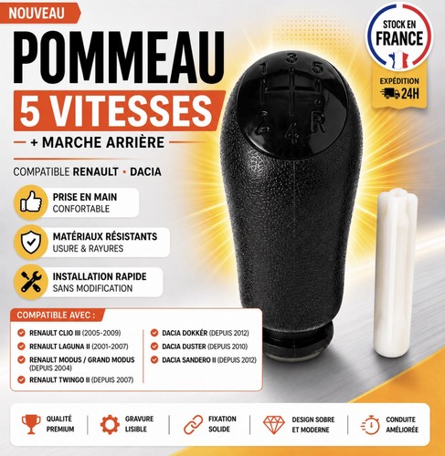 Pommeau levier vitesse - pommeau, 5