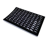 plateau présentoir bagues boucles d'oreille bijoux 100 trous effet velour léger